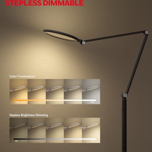 Image of Honeywell F01 LED Floor Lamp, Dimmable Standing Light with Remote, Black