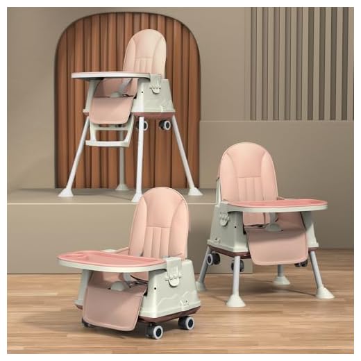 StarAndDaisy Comfort Baby High Chair with 4 in-1 Multifunctions for 6 Months to 3 Years Girls & Boys, Height Adjustable, Detachable Tray & One-Hand Adjustable - Pink
