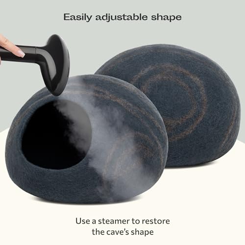 MEOWFIA Premium Felt Cat Bed Cave - Handmade 100% Merino Wool Bed for Cats and Kittens (Large, Slate Grey) - Image 6