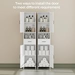 Homhedy 67" H Tall Bathroom Storage Cabinet with 2 Barn Doors and 1 Drawer, Narrow Storage Unit, Adjustable Shelves, Floor Cabinet for Bathroom, Living Room, Entryway, Kitchen, White, (15.7" W) - Image 4