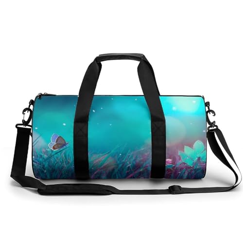 Sac de sport gym papillon dans l'herbe sac de voyage 45x23x23cm