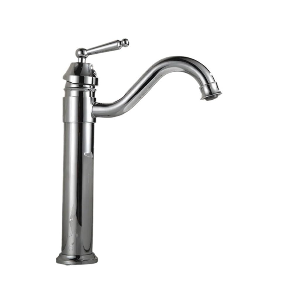 Brass Retro Bathroom Basin Sink Mixer Taps Deck Mounted Single Holder 360 Swivel Spout Faucet B504(Chrome)