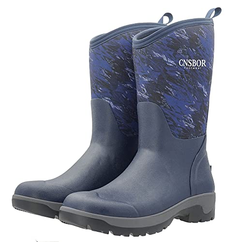 Image of CNSBOR Men's Rain Boots - Waterproof Rubber Insulated Boots for Fishing, Agriculture & Industrial Working
