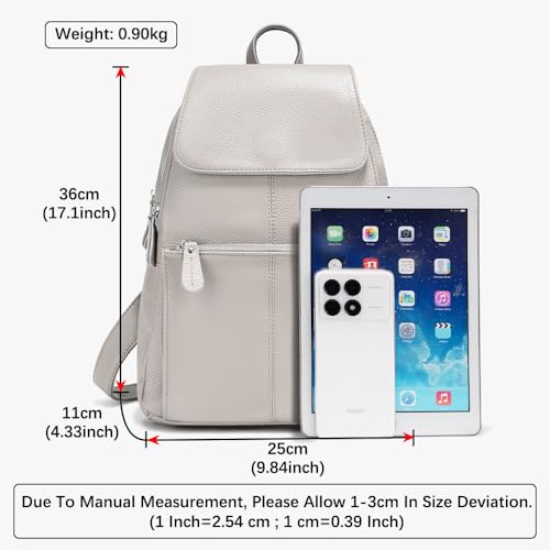 Image of zency 15 Colors Real Soft 100% Genuine Leather Women Backpack Fashion Ladies Travel Bag Preppy Style For Woman (Grey)