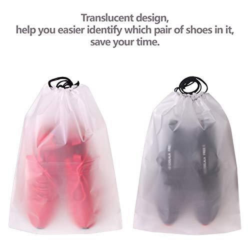 Set of 24 Portable Translucent Shoe Bags for Travel Large Clear Shoes Pouch Storage Organizer with Drawstring for Men and Women3