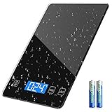 Food Scale, 22lb Digital Kitchen Scale Weight Grams and oz Electronic Scale for Cooking Baking, 1g/0.1oz Precise Graduation, Sleek Tempered Glass Platform with LED Display (Black)