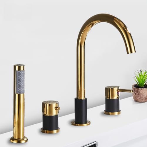 Mitigeur de salle de bain 3 trous luxe or et noir mat haut de gamme