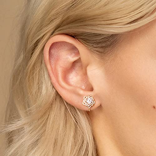 Allencoco Cz Cluster Scattered Flower Clip-On Sparkly Cubic Zirconia Non Pierced Clip On Earrings For Women Girls #TOP4