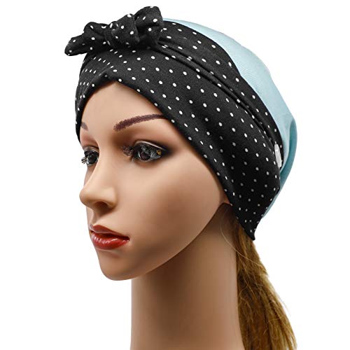 Image of Women Working Caps Knit Work Hat with Button Ponytail Hat Stripes and Solid Colors Handmade