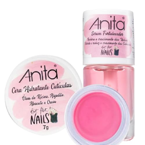 Fortalecedor de Unhas Anita - Kit Tratamento Completo: Base, Sérum e Cera Hidratante - Resistência e Crescimento Acelerado