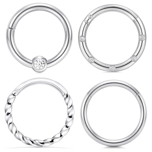 Crdifu 4 Aro de Nariz Acero Quirúrgico 8mm Pendientes Labio Septum Tragus Anillo Segmento Bisagra 16G Piercing