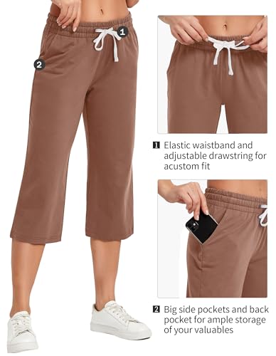 Image of SPECIALMAGIC Women Capri Pants Cotton Yoga Wide Leg Pajama Pants Capris Sweatpants Sports