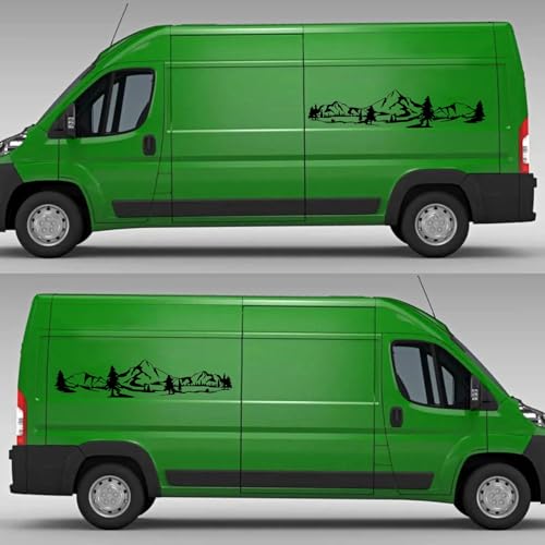 Image of 59 inch Mountain Forest Graphic Car Sticker for SUV Off-Road Truck Camper Transporter Decoration Body Side Door Universal Waterproof Vinyl Decal Accessories (2PCS) (Black)