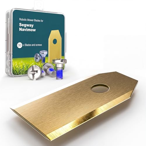 FAUETI 30Pcs Replacement Blades + Screws with Lock Compatible with Husqvarna Gardena Segway Yardforce Robotic Lawn Mowers Premium Titanium Replacement Robotic Lawnmower Blades For a Perfect Cut