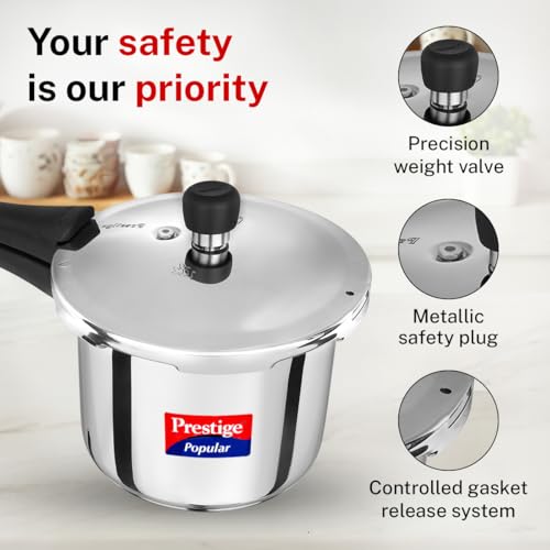 Image of Prestige Popular Stainless Steel Outer Lid Pressure Cooker Combo Pack (2+3+5 Litres)