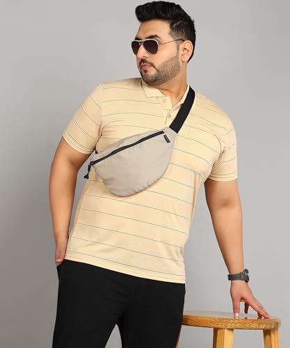 Image of INKKR Half Plus Size Men's Regular Fit Striped Tshirt