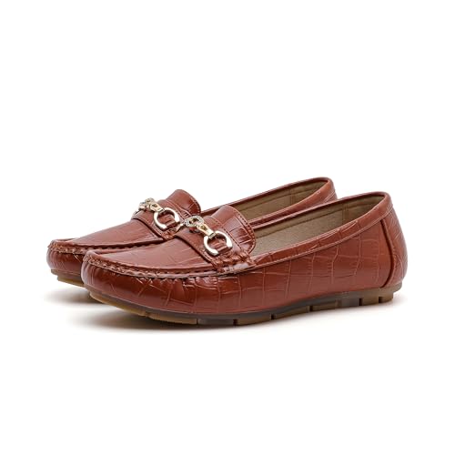 Image of Women's Business Loafers Work Casual Flats Shoes Lightweight Penny PU Leather Slip On Walking Shoes