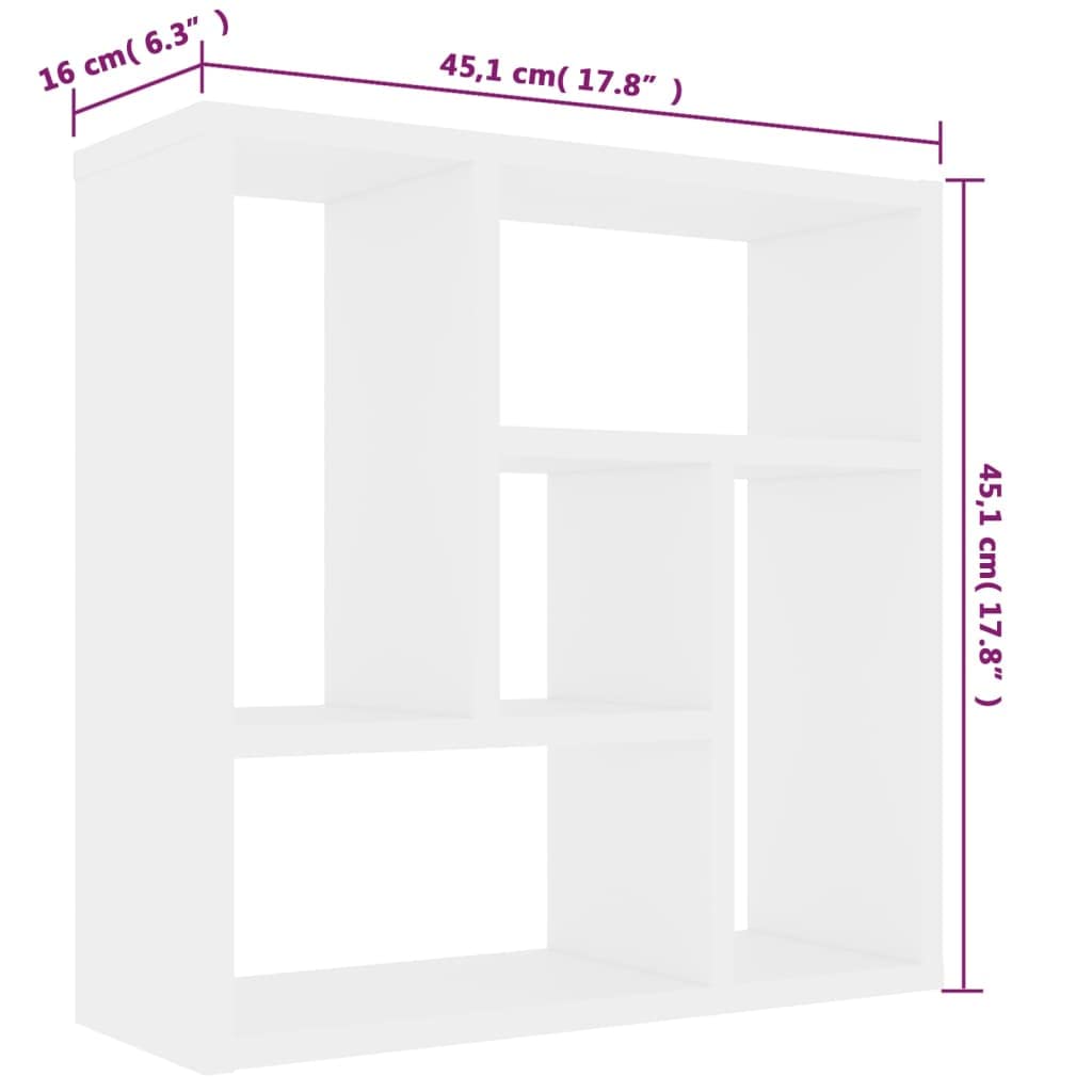 Estantería flotante blanca de 45,1 x 16 x 45,1 cm, de madera, 5 compartimentos, 40 kg, diseño moderno y duradero, para salón, pasillo, dormitorio
