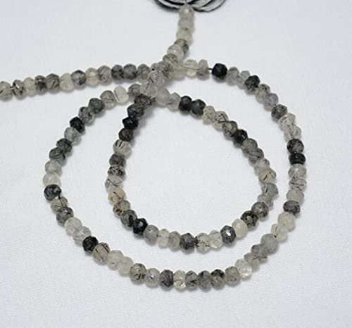 Quartz rutilé perles rondelles 4 mm aux reflets facettés scintillants - 2