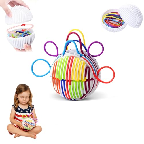 Sensorik Activity Ball - mit 16 Bunten Silikonschnüren und Ballaufbewahrung, 3D Fidget Spielzeug, Sâ€¦ – Vignette