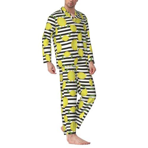 Ensemble de détente pyjama à rayures bleues classique avec col cranté
