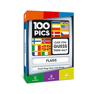 100 PICS Flags of The World Travel Game – Learn 100 Country Flags | Flash Cards with Slide Reveal Case | Geography Card Game, Gift, Stocking Stuffer | for Kids and Adults | Ages 6+
