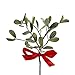 Artificial Mistletoe Floral Pick With Red Satin Bow, Set of 2
