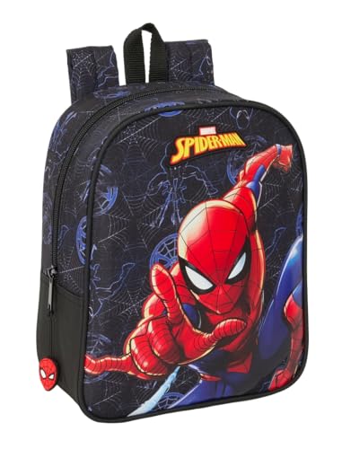 Safta SPIDERMAN ATTACK Mochila infantil, mochila escolar, adaptável a carro, ideal para berçário, confortável e versátil, qualidade e resistência, 22 x 10 x 27 cm