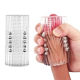 Manual Male Masturbators with 15 Extruded Beads, Transparent Soft Sucking Extrusion Penis Sleeve Blowjob Portable Sex Toys for Men Vagina Textured Pocket Pussies Penis Stimulation Point
