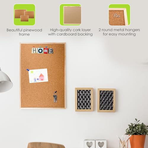 Office Works Cork Bulletin Board with Pinewood Frame, Versatile Wall Mount Cork Board, Ideal for Office, Classroom, and Home Use, Classic Beige, 12" x 18" image 3