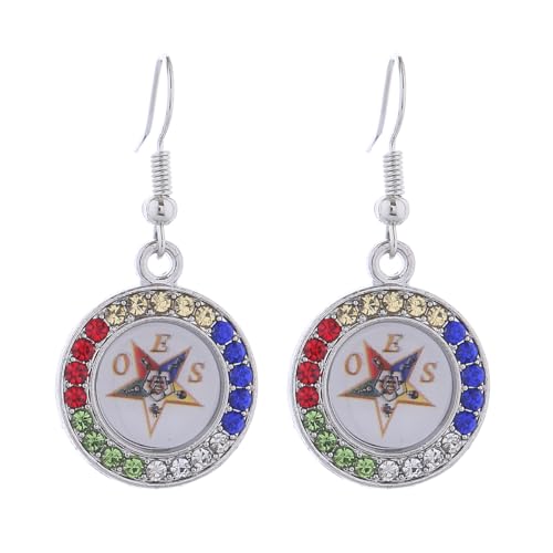 OES Symbol Jewelry Crystal Order of The Eastern Star OES Sorority Earrings for Women Sisterhood