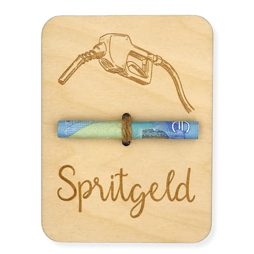 ZUKLA Tankgutschein Geschenk 12 x 9 cm - kleine Verpackung f&uuml;r Geldgeschenke - Spritgeld - Geldgeschenk Verpackung Holz - Geschenkgutschein zum Tanken - F&uuml;hrerschein Bestanden Geschenk