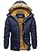 TACVASEN Herren Winddicht Winterjacke Outdoor Funktionsjacke Winter Mantel Wanderjacke Wasserdicht mit Taschen, (XL, Navy blau)