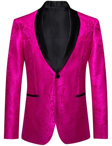 Image of Barry. Wang Men's Sport Coats & Blazers Flower Suit Jacket 1 Button Paisley Tuxedo Mardi Gras Carnival Parade Gift