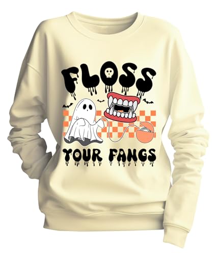 Dental Halloween Sweatshirt Floss Your Fangs Sweatshirt Long Sleeve Adult Unisex Shirt