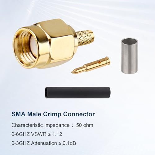 Conectores SMA Macho Crimp 10 Piezas XRDS-RF miniatura 3