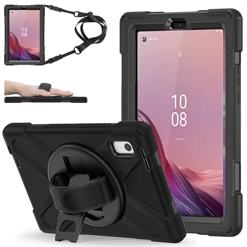 ZenRich Capa de Transporte para Lenovo Tab M9 2023 (22,9 cm, TB-310FU/TB-310FX), Capa Protetora de Corpo Inteiro Resistente, com Suporte Giratório 360°, Proteção Reforçada
