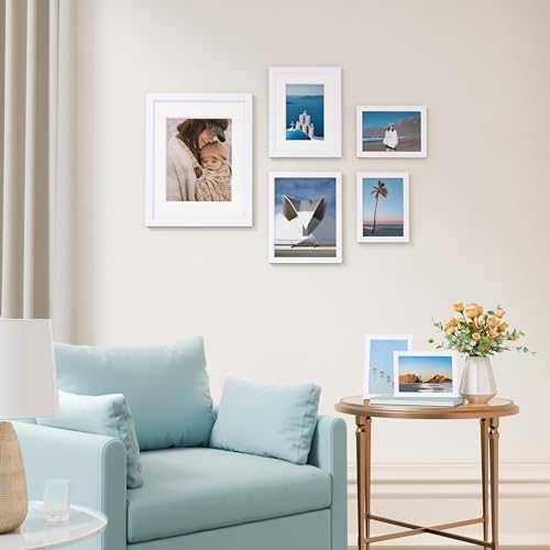 Image of Vittanly Picture Frames set of 7, Picture Frames Collage Wall Decor for Wall or Tabletop Display, Multi Sizes with 1Pcs 11x14, 2Pcs 8x10 and 4Pcs 5x7 Photo Frames, Gallery Wall Frame Set in White