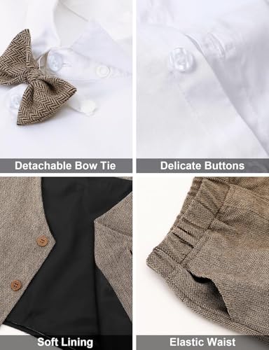 Image of A&J DESIGN 4pcs Baby & Toddler Suit, 12 Months - 5T, Shirt & Pants & Vest & Bow Tie