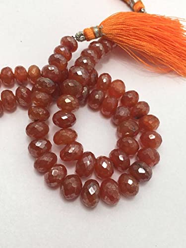 Perles de cornaline facettées argentées 7-10mm pour création de bijoux uniques