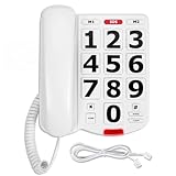 Large Number Phones for Seniors, Big Button Land Line for Seniors, 110dB+ Ringer Volume & 80dB+ Earpiece Volume, High Volume Phone, Hearing & Visually Impaired Telephone Landline Phones for Elderly