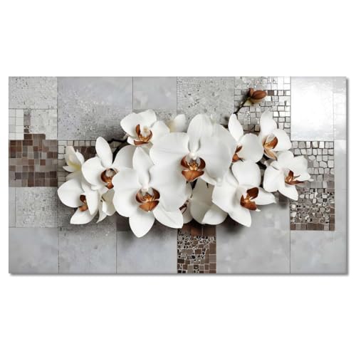 Tableau orchidées blanches décoration murale pour grand mur vide - 2