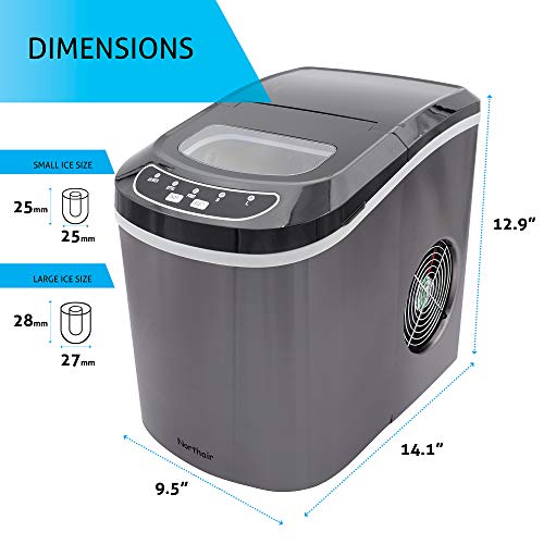 Northair Stainless Steel Portable Countertop Ice Maker with 26 lb. Daily Capacity - Black - Thumbnail 6
