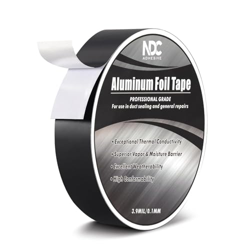 Image of Aluminum Foil Tape, 1 inch x 164Ft, Black | 3.94mil, Heat & UV Resistant, Waterproof for Ductwork Sealing, Dryer Vent, HVAC Air Insulation, Metal Repairs Patching