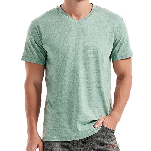RONOMO Herren T-Shirt V-Ausschnitt T-Shirt（V1 Hellgrün 4XL