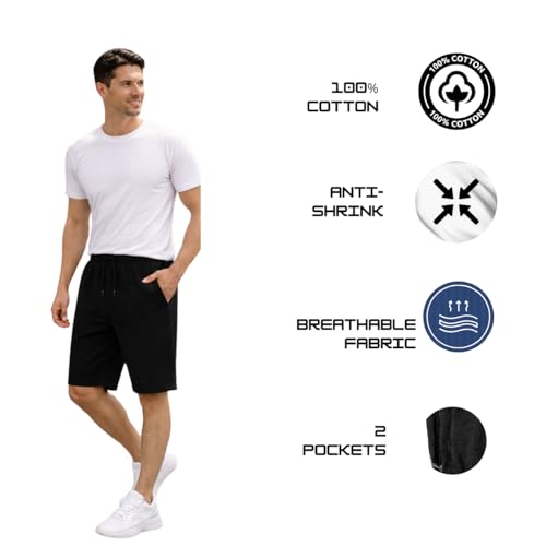 Image of KART BLACK Plus Sizes Men's Cotton Knee Length Shorts (M,L,XL,XXL,3XL,4XL,5XL) | Casual and Night Wear Mens Shorts (Pack of 2)