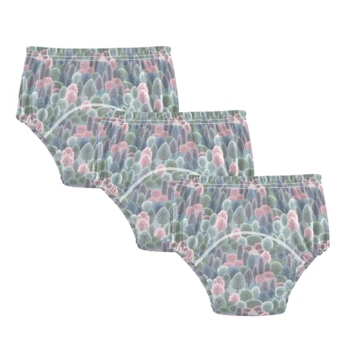 Caihoyu Pantalones cortos de entrenamiento para niñas pequeñas, a prueba de fugas, para mojar la cama, ropa interior para niñas pequeñas, Patrón abstracto Bosques Árboles de invierno 1504992482, 4