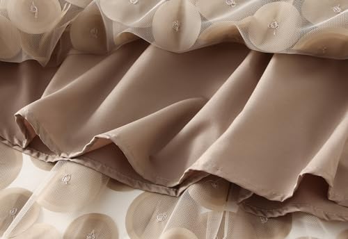 Women Tulle Midi Skirt High Elastic Waist 3D Polka Dot Mesh Skirt A-Line Layered Bubble Skirt Graduation Dress4