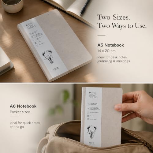 Image of I Set of 2- Large (160 Pages) and Mini (64 Pages) Size Elephant Poop Paper Cover Notebook Pack I 80 GSM Ruled Pages- FSC Certified Eco-Friendly I Gifts for Him Her