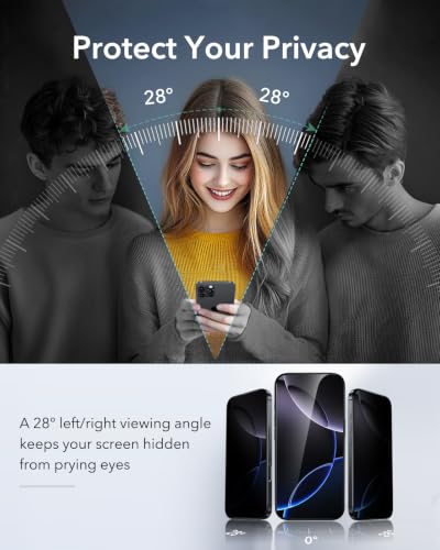 Image of ESR 3 Pack for iPhone 16 Pro Max Privacy Tempered Glass, Classic